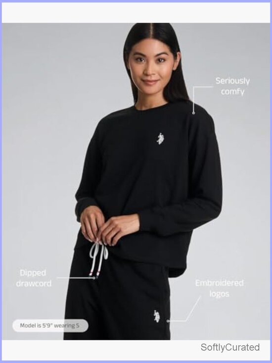 Lounge Set Women 2 Piece Sweatshirt and Jogger Pajama Set Fleece